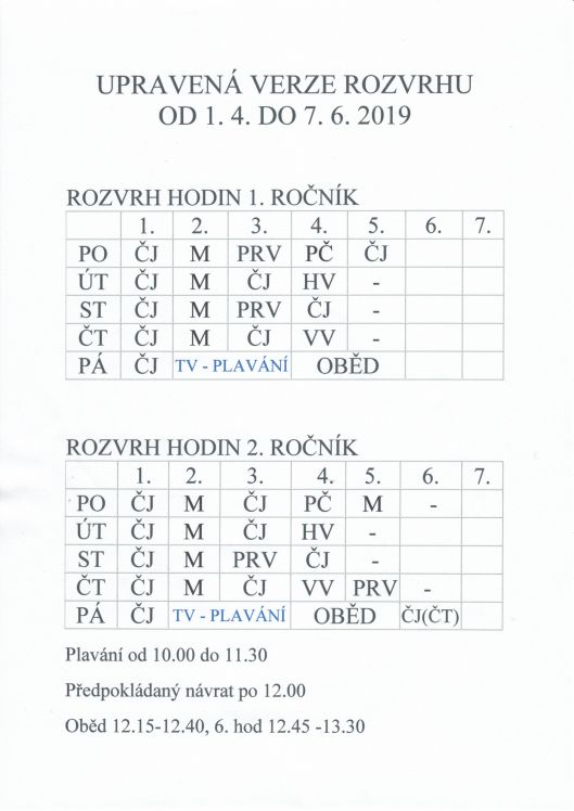 rozvrh